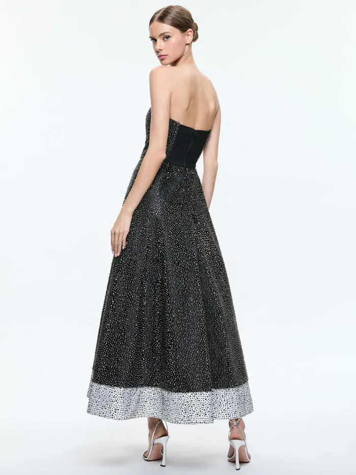 Dresses Women Alice Olivia BIJOU CRYSTAL STRAPLESS MIDI GOWN Blackoff White