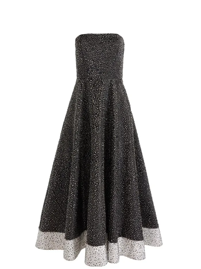Dresses Women Alice Olivia BIJOU CRYSTAL STRAPLESS MIDI GOWN Blackoff White