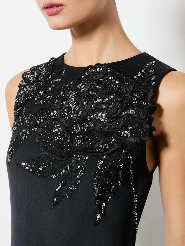 Dresses Women Alice Olivia CLYDE EMBELLISHED ALINE DRESS Le Parisien Blackgunmetal