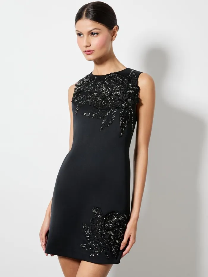 Dresses Women Alice Olivia CLYDE EMBELLISHED ALINE DRESS Le Parisien Blackgunmetal