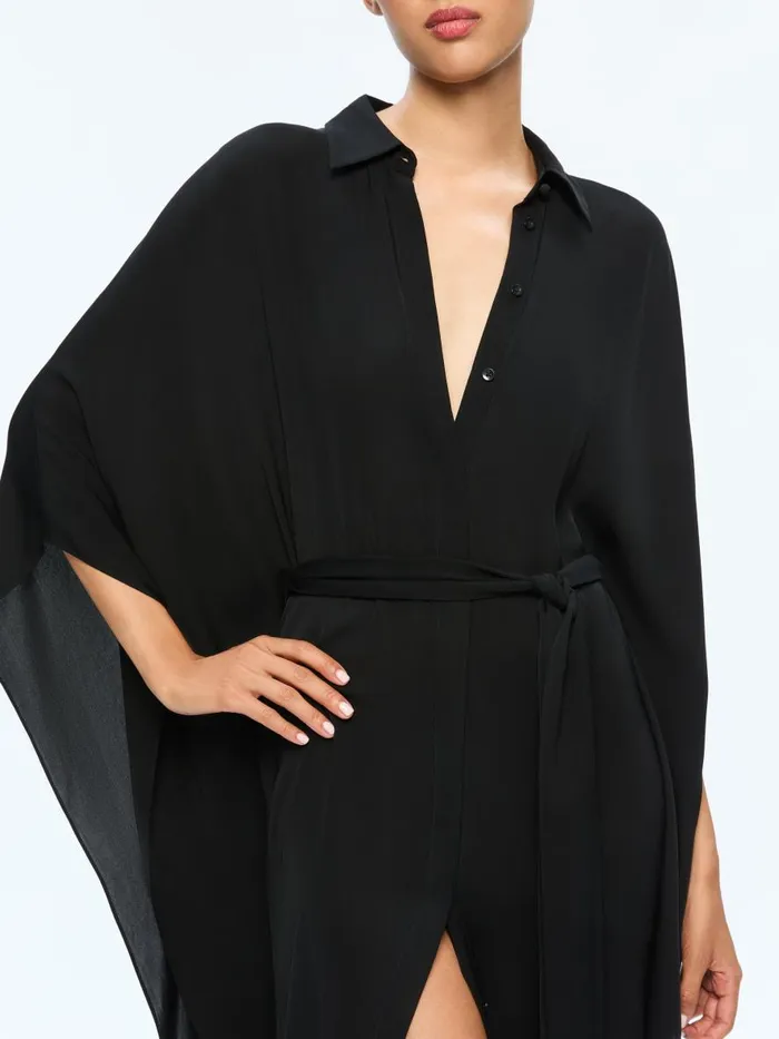 Dresses Women Alice Olivia DEANNE MIDI SHIRTDRESS WITH BELT Black