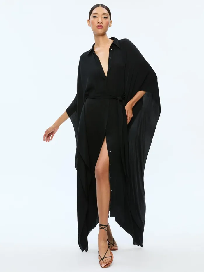 Dresses Women Alice Olivia DEANNE MIDI SHIRTDRESS WITH BELT Black
