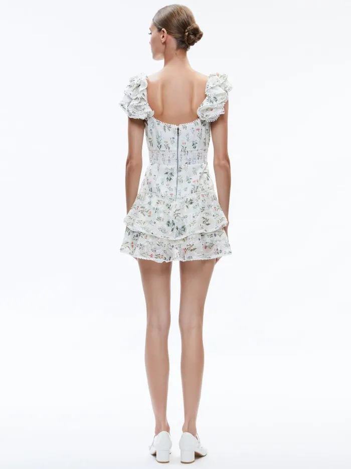 Dresses Women Alice Olivia HARTFORD SMOCKED BUSTIER TIERED MINI DRESS Georgia Floral