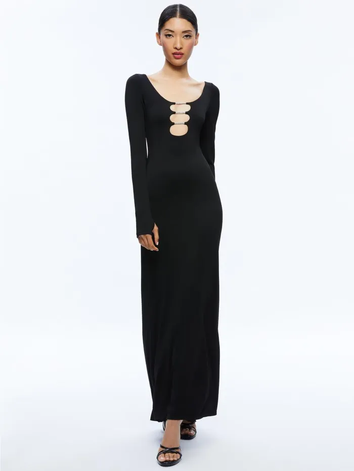 Dresses Women Alice Olivia KALENA SCOOP NECK CUTOUT MAXI DRESS Black