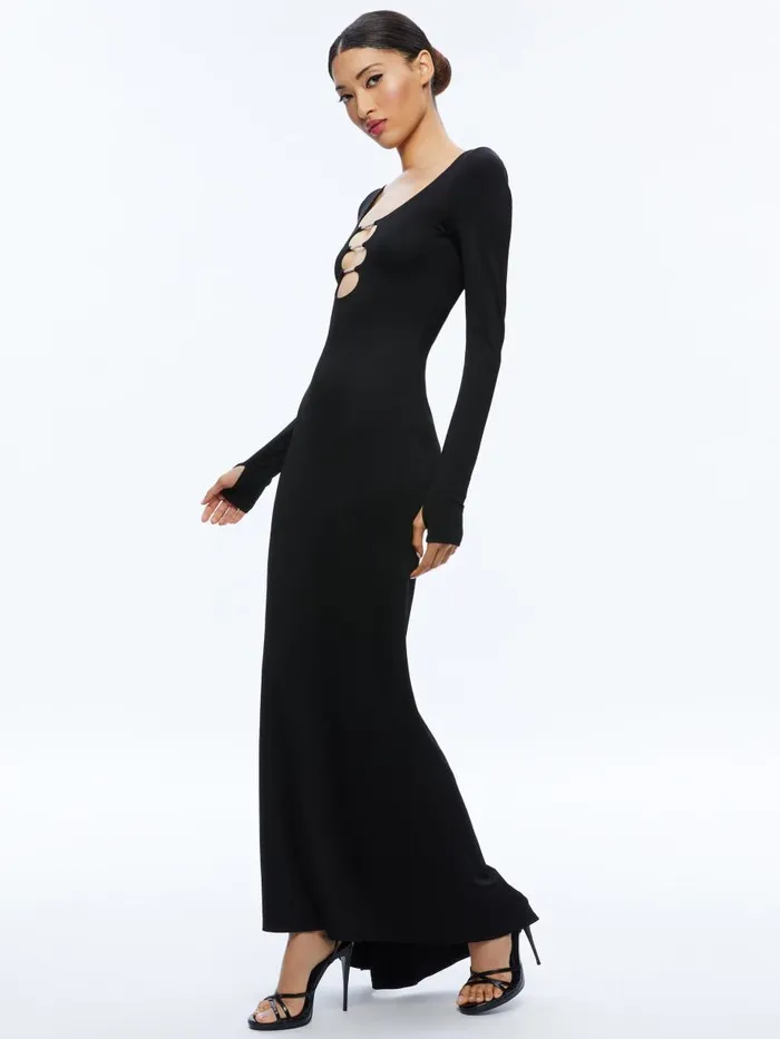 Dresses Women Alice Olivia KALENA SCOOP NECK CUTOUT MAXI DRESS Black
