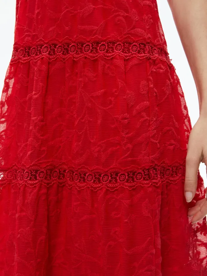Dresses Women Alice Olivia MAE HALTER TIERED MAXI DRESS Bright Ruby