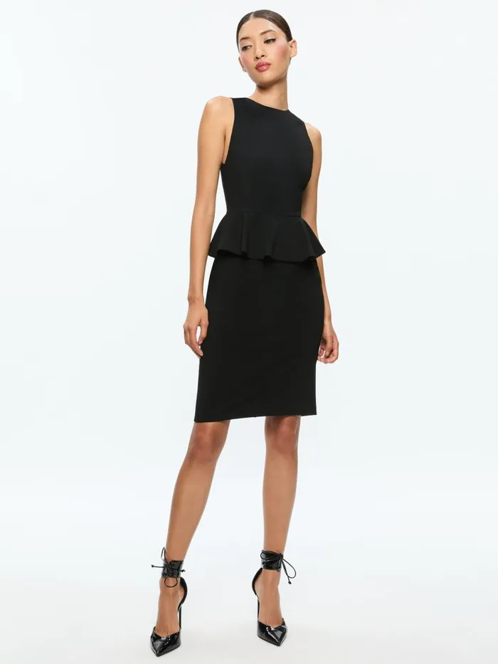 Dresses Women Alice Olivia POPPY PEPLUM MIDI DRESS Black