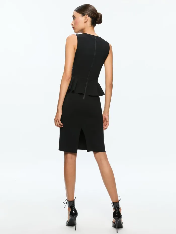 Dresses Women Alice Olivia POPPY PEPLUM MIDI DRESS Black