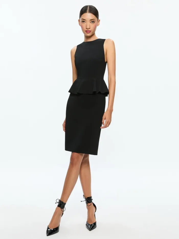 Dresses Women Alice Olivia POPPY PEPLUM MIDI DRESS Black