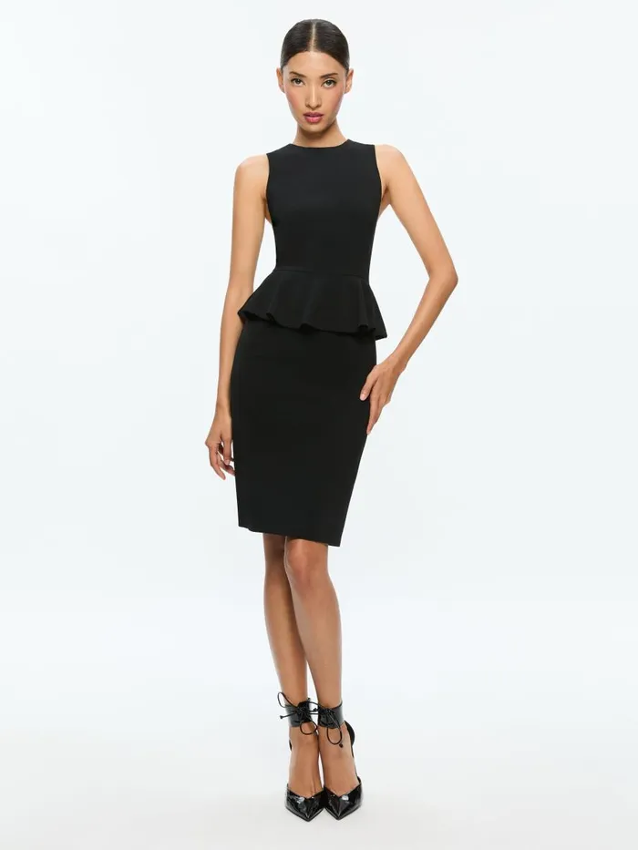 Dresses Women Alice Olivia POPPY PEPLUM MIDI DRESS Black