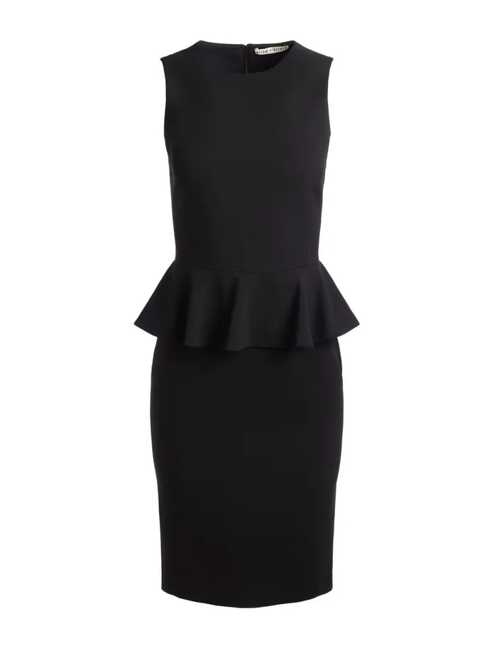 Dresses Women Alice Olivia POPPY PEPLUM MIDI DRESS Black