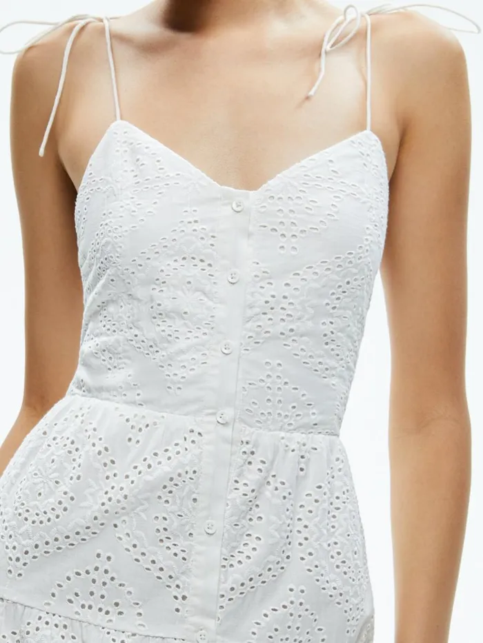 Dresses Women Alice Olivia SHANTELLA TIERED BUTTON FRONT MAXI DRESS Off White