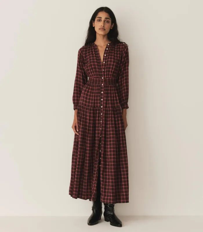 Dresses Women DEN Annika Dress Rouge Countryside Plaid Dresses Women DEN Annika Dress Rouge Countryside Plaid