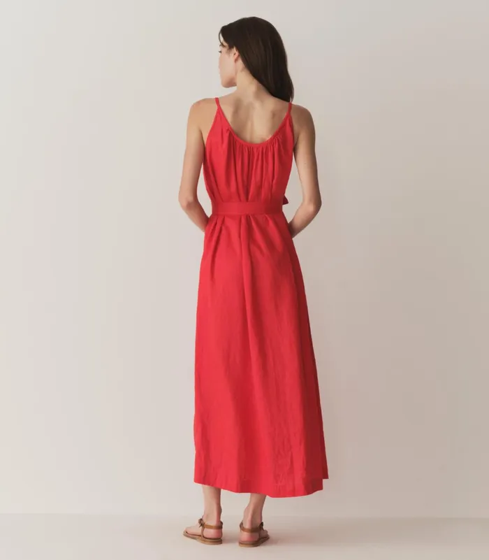 Dresses Women DEN Nevita Linen Dress Scarlet Dresses Women DEN Nevita Linen Dress Scarlet
