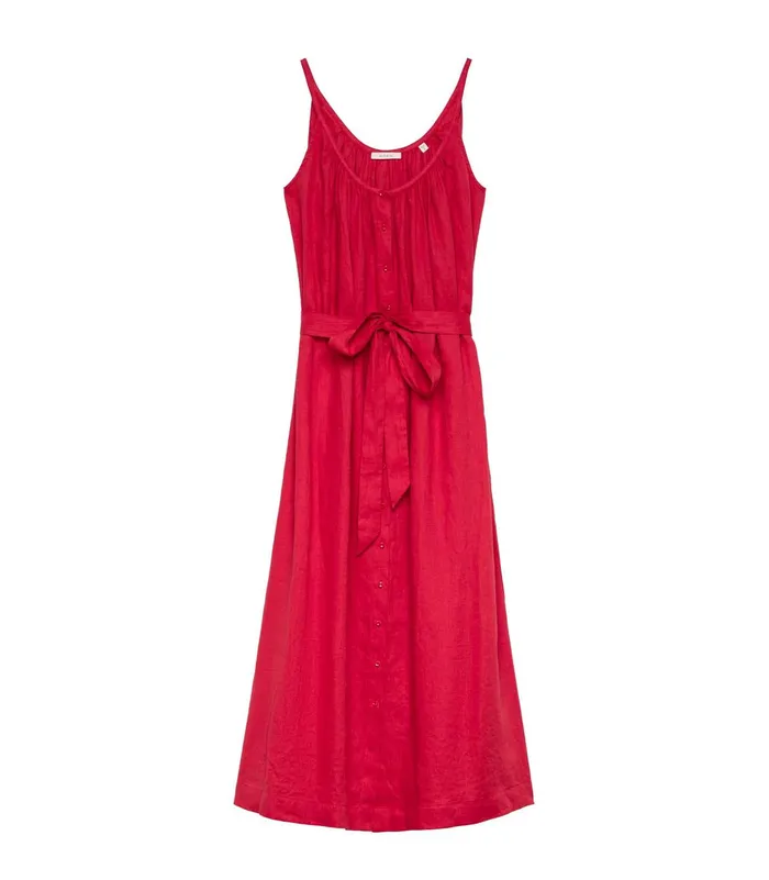 Dresses Women DEN Nevita Linen Dress Scarlet Dresses Women DEN Nevita Linen Dress Scarlet