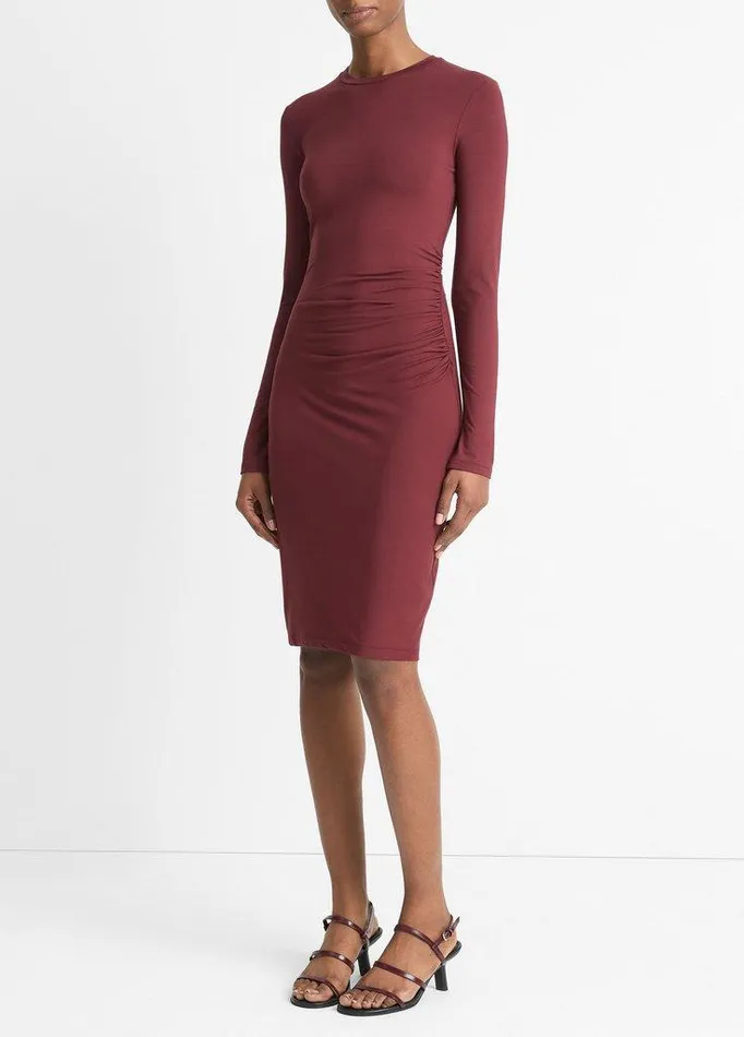 Dresses Women Vince Draped LongSleeve Short Dress Black Rose Dresses Women Vince Draped LongSleeve Short Dress Black Rose