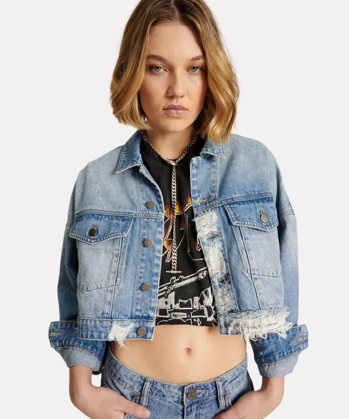 EAGLE STUDDED CROPPED DENIM JACKET Women One Teaspoon Jackets