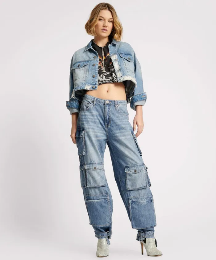 EAGLE STUDDED CROPPED DENIM JACKET Women One Teaspoon Jackets