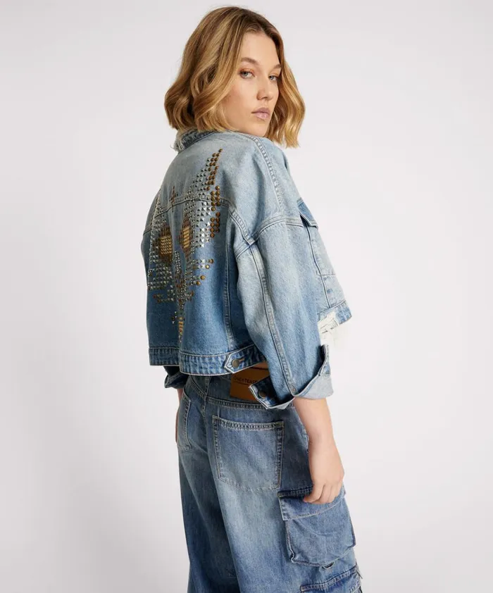 EAGLE STUDDED CROPPED DENIM JACKET Women One Teaspoon Jackets