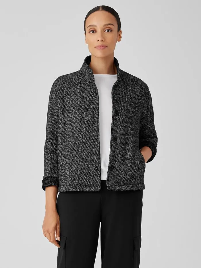 Eileen Fisher Extended Sizing 1X3X Organic Cotton Terry Stand Collar Jacket Blacksoftwhite 8211 Shop Eileen Fisher Extended Sizing 1X3X Organic Cotton Terry Stand Collar Jacket Blacksoftwhite 8211 Shop