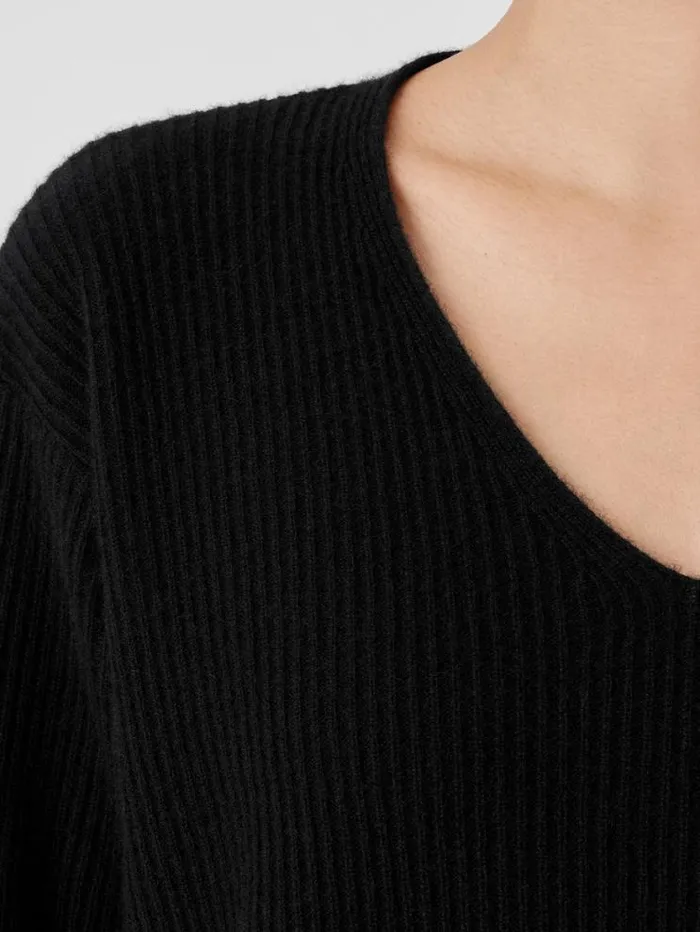 Eileen Fisher Petite Italian Cashmere VNeck Top Black 8211 Shop