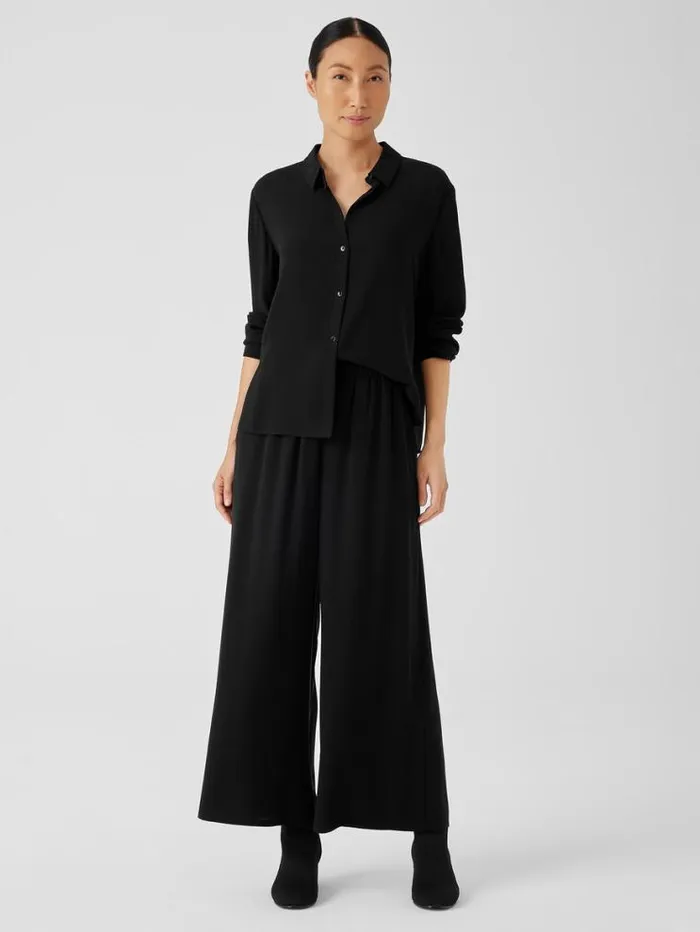 Eileen Fisher Petite Silk Georgette Crepe WideLeg Pant Black 8211 Shop