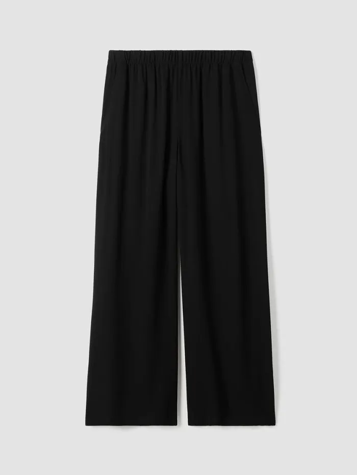 Eileen Fisher Petite Silk Georgette Crepe WideLeg Pant Black 8211 Shop