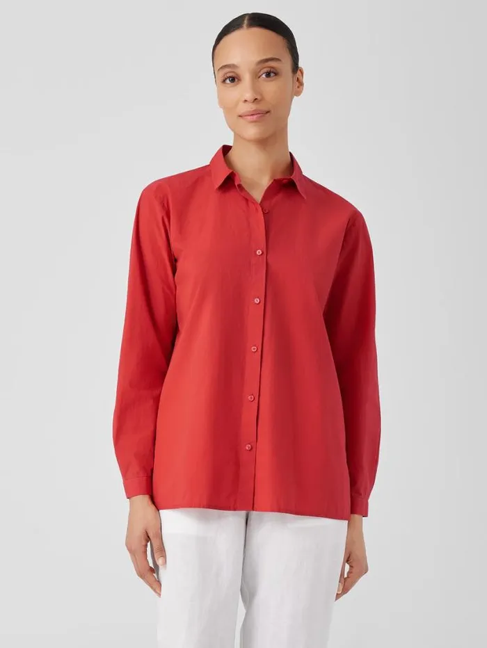 Eileen Fisher Petite Washed Organic Cotton Poplin Classic Collar Long Shirt Flame 8211 Shop Eileen Fisher Petite Washed Organic Cotton Poplin Classic Collar Long Shirt Flame 8211 Shop