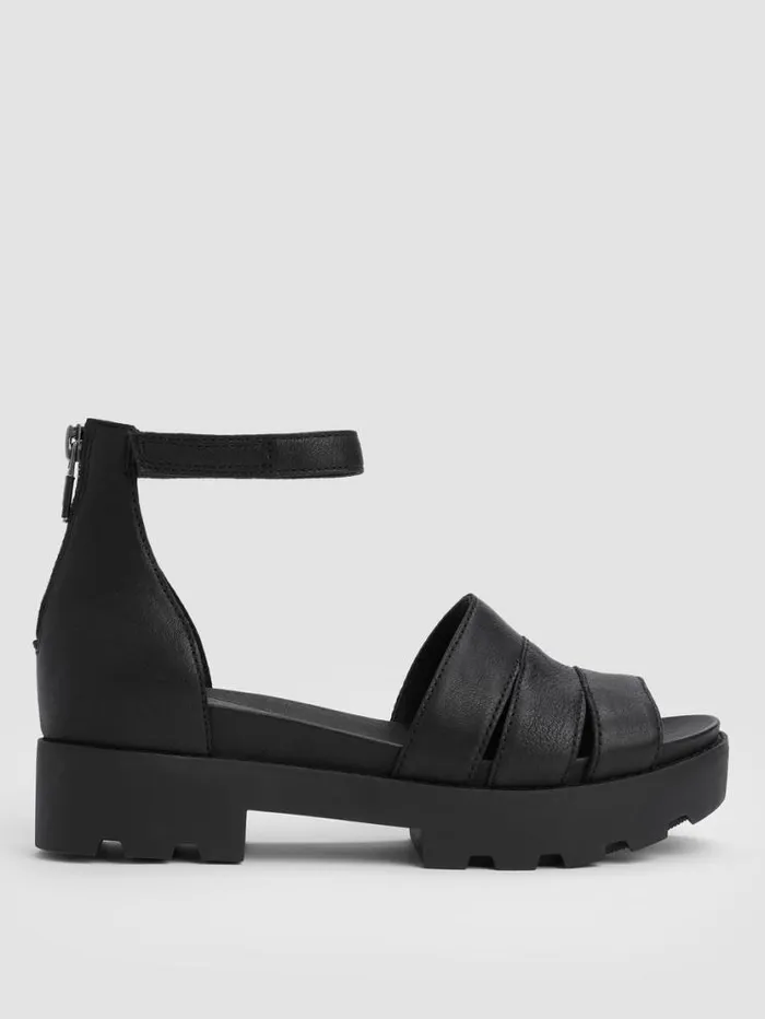 Eileen Fisher Shoes Heir Tumbled Leather Wedge Sandal Black 8211 Shop