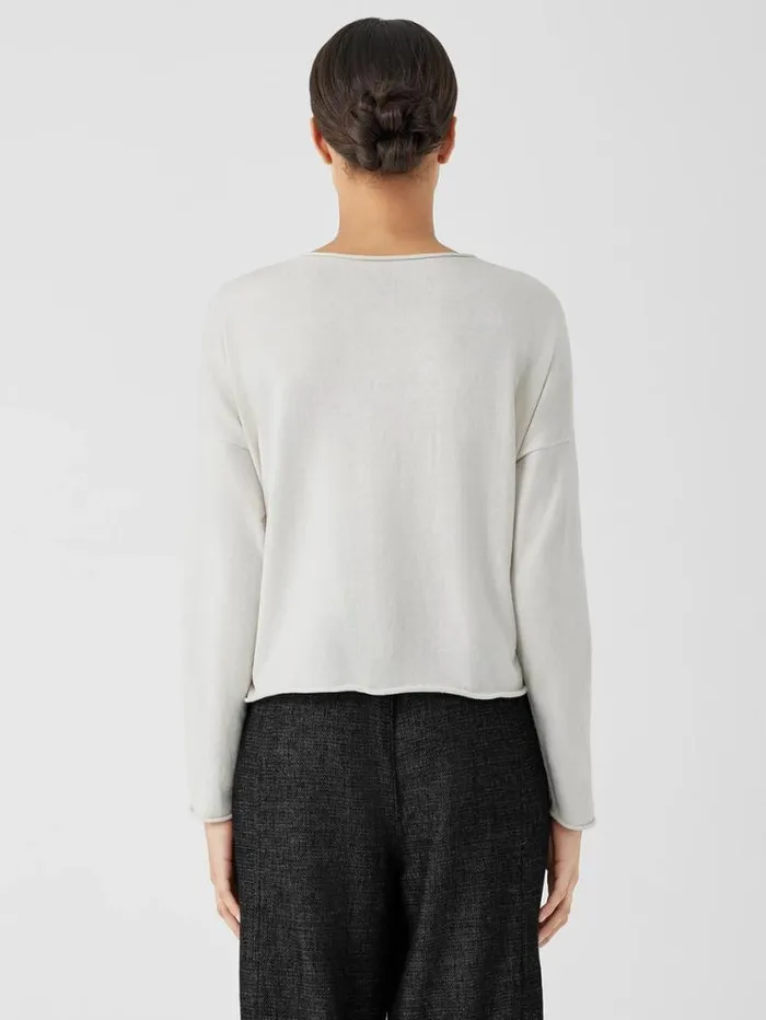 Eileen Fisher Sweaters and Cardigans Peruvian Organic Cotton Crepe Crew Neck Top Bone 8211 Shop
