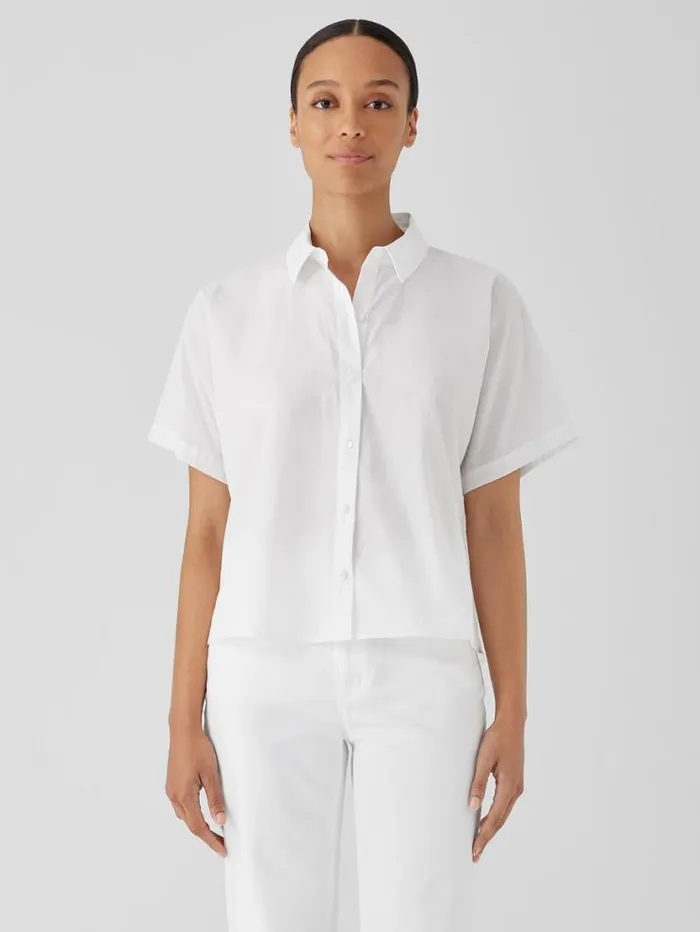 Eileen Fisher Tops and Tees Washed Organic Cotton Poplin ShortSleeve Shirt White 8211 Shop Eileen Fisher Tops and Tees Washed Organic Cotton Poplin ShortSleeve Shirt White 8211 Shop