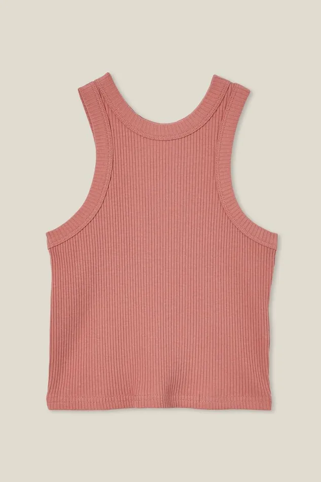 Eleanor Tank Clay Pigeon Rib Girls Cotton On Tops and TShirts