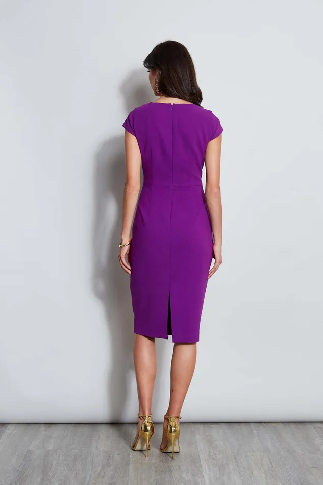 Elie Tahari Crepe Keyhole Dart Dress Berry Women Dresses and Jumpsuits