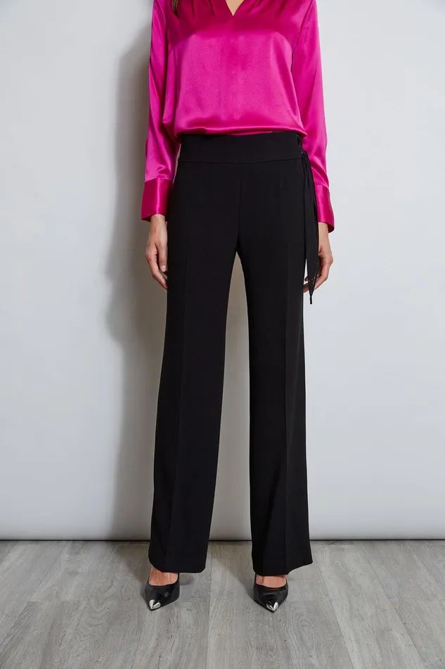 Elie Tahari Crepe Side Tie Pant Black Women Bottoms