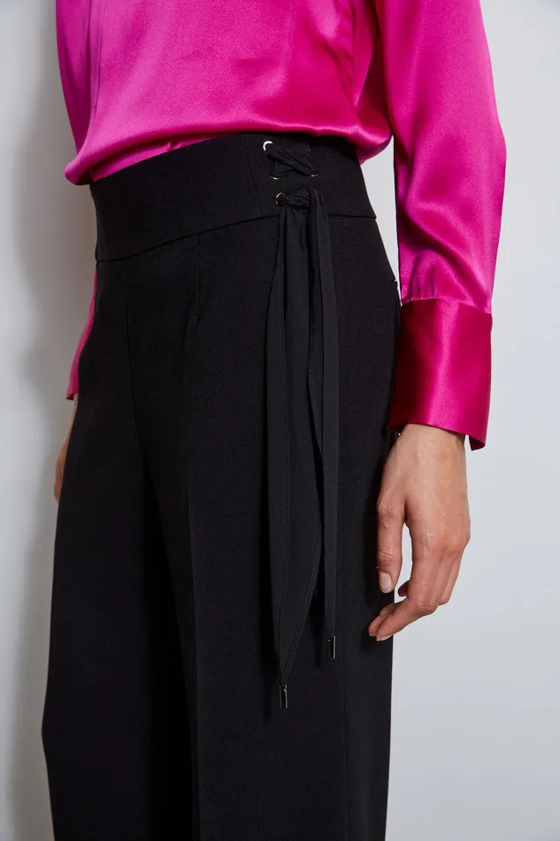 Elie Tahari Crepe Side Tie Pant Black Women Bottoms