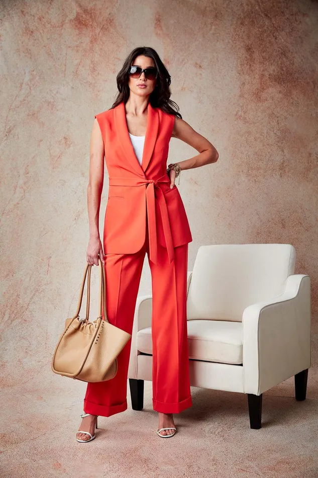 Elie Tahari Crepe Vest Jupiter Glow Women Jackets and Blazers