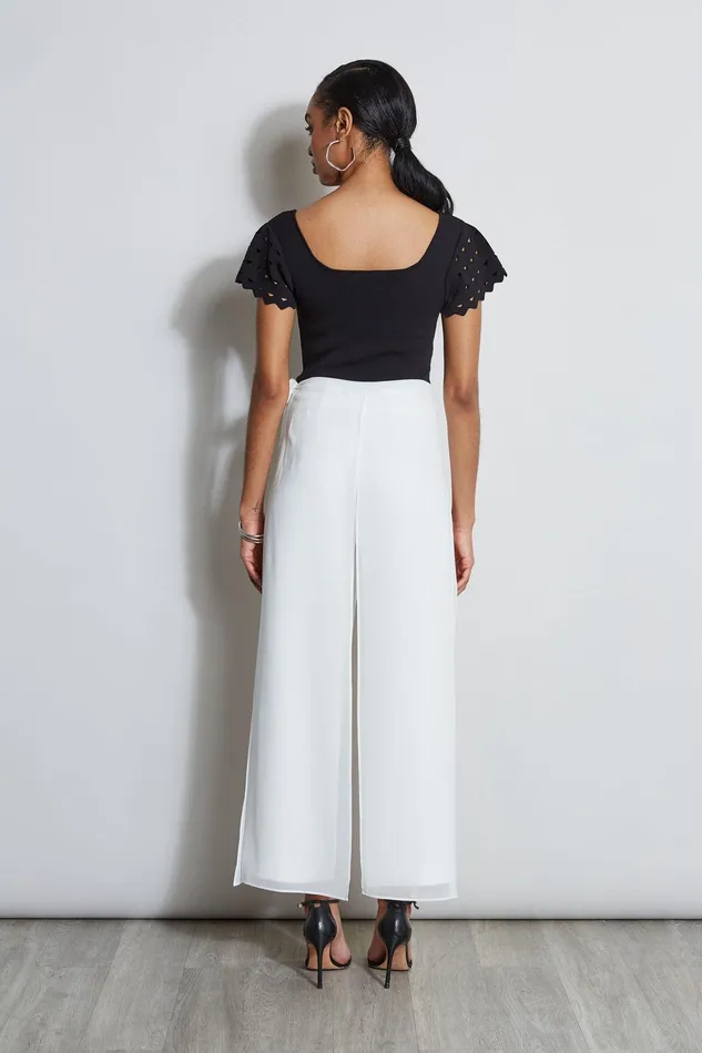 Elie Tahari Cut Out Flutter Sleeve Sweater Noir Women Tops