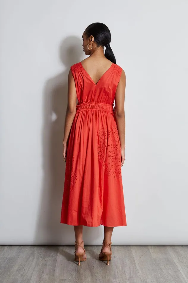 Elie Tahari Embroidered Midi Dress Jupiter Glow Women Dresses and Jumpsuits