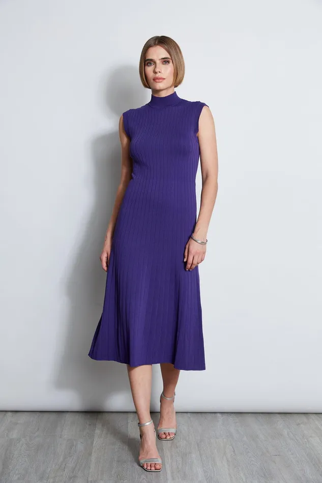 Elie Tahari Knit Midi Dress Grape Women Dresses and Jumpsuits