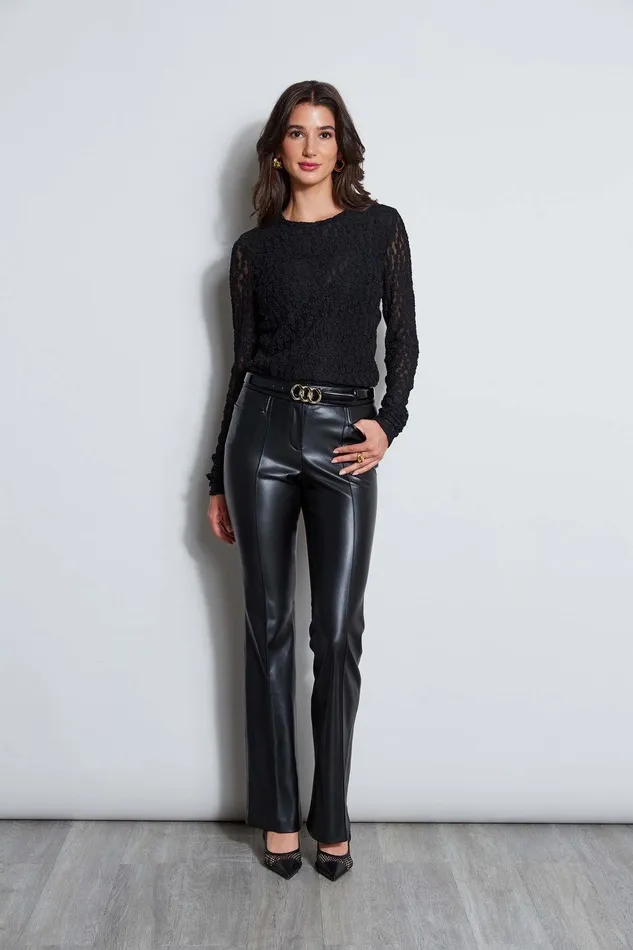 Elie Tahari Lace Long Sleeve Knit Black Women Tops