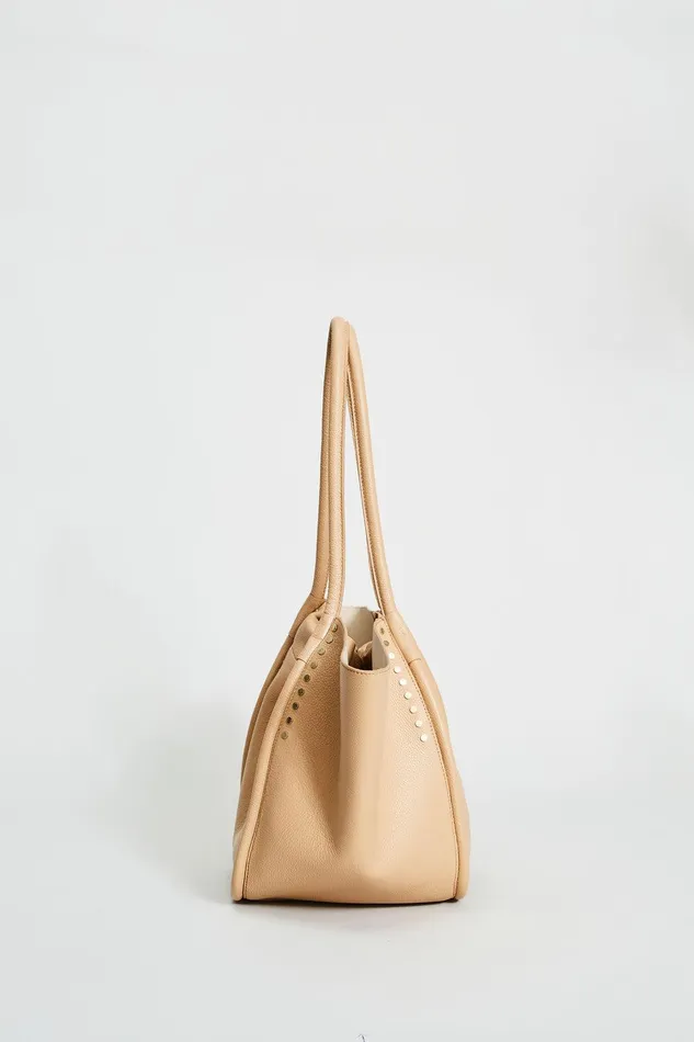 Elie Tahari Leather Stud Tote Caramel Women Handbags