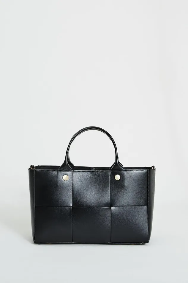 Elie Tahari Leather Weave Handbag Black Women Handbags
