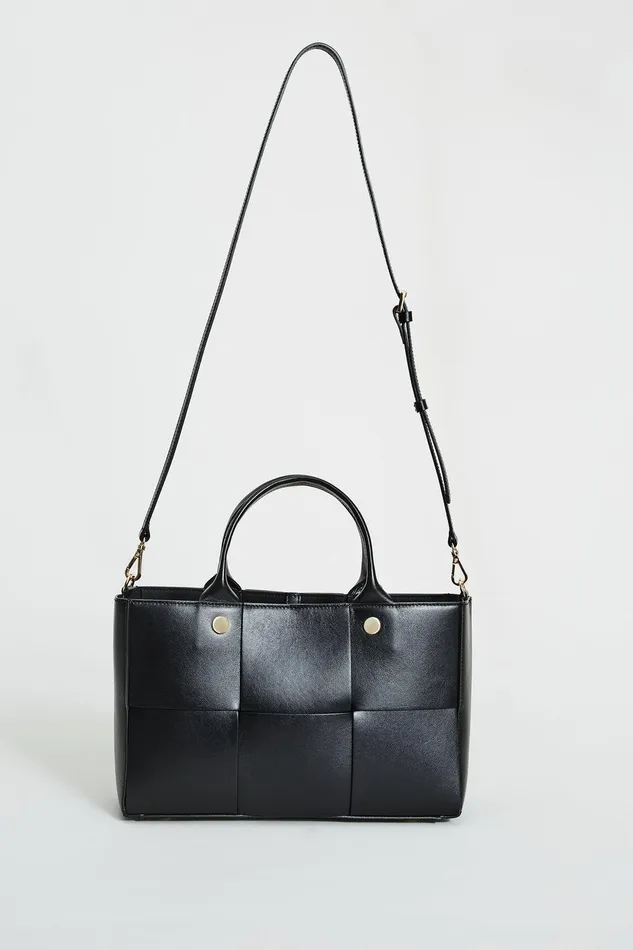 Elie Tahari Leather Weave Handbag Black Women Handbags