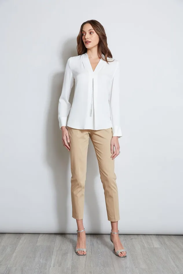 Elie Tahari Long Sleeve Chain Shirt Fresh Pearl Women Tops