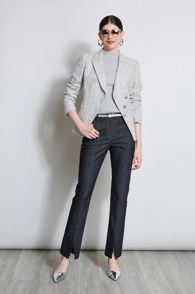 Elie Tahari Metallic Tweed 3 Button Blazer Multi Women Jackets and Blazers