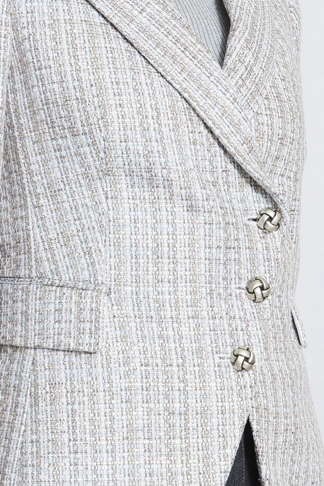 Elie Tahari Metallic Tweed 3 Button Blazer Multi Women Jackets and Blazers
