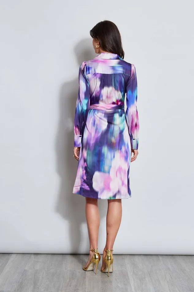 Elie Tahari Moire Floral Wrap Dress Multi Women Dresses and Jumpsuits