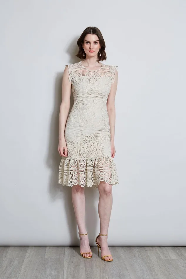 Elie Tahari Mosaic Lace Dress Flour Women Dresses and Jumpsuits