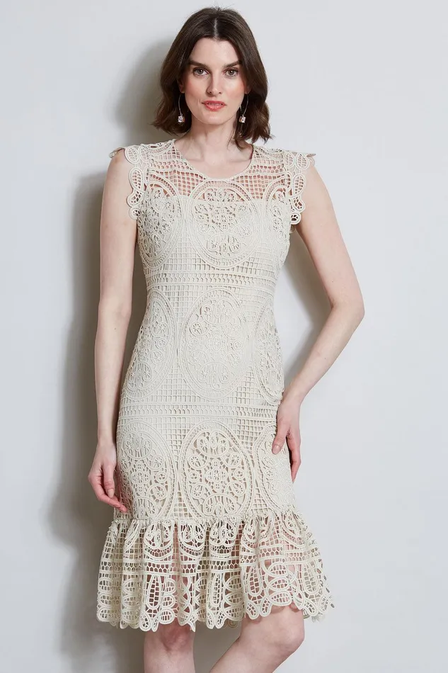 Elie Tahari Mosaic Lace Dress Flour Women Dresses and Jumpsuits