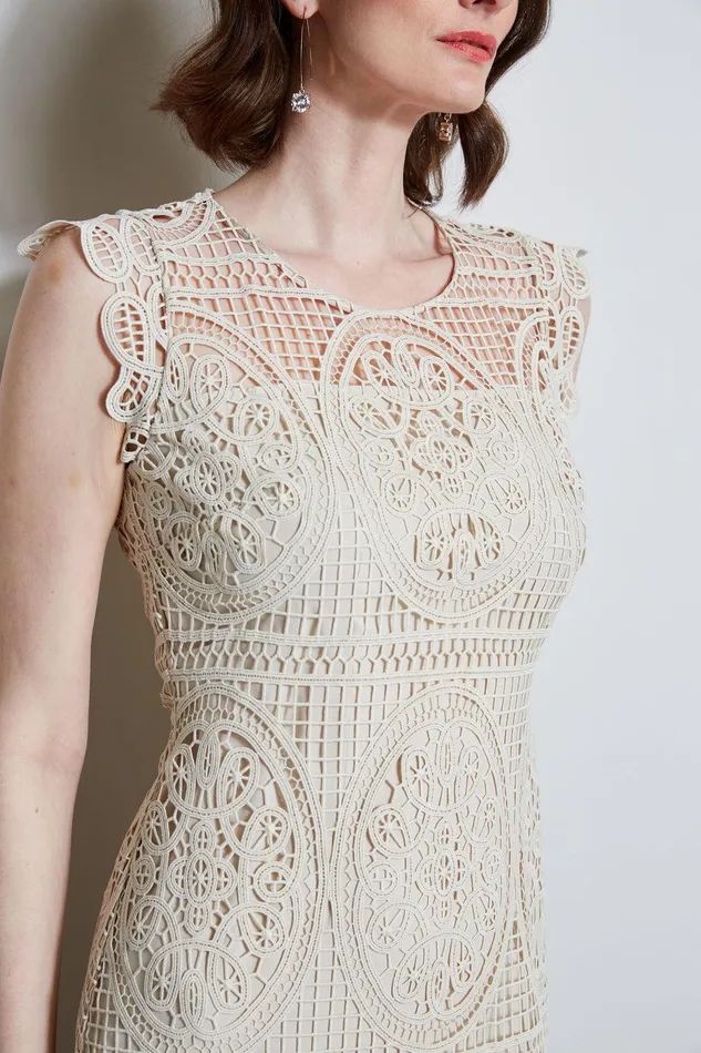 Elie Tahari Mosaic Lace Dress Flour Women Dresses and Jumpsuits